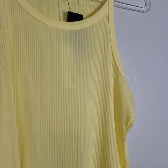 James Perse Size 4 Ribbed Tank Top Cami Cotton Lycra Yellow NWT - Picture 7 of 12
